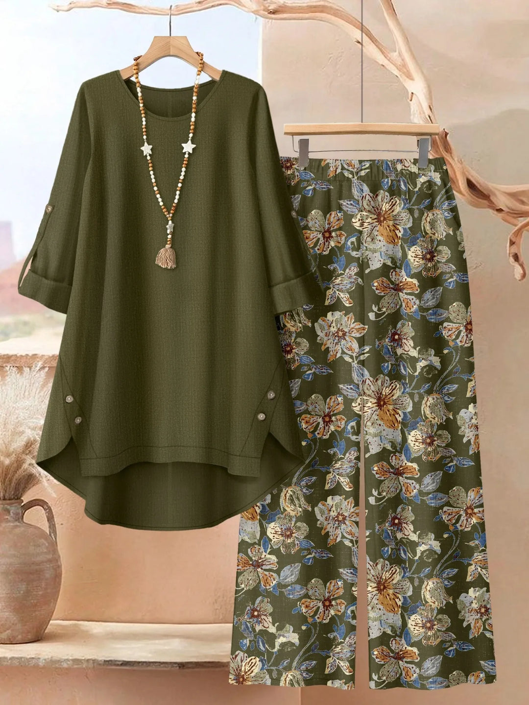 Breezy Layered Tunic & Wide Leg Trousers Set, Lily & Sam, image 6
