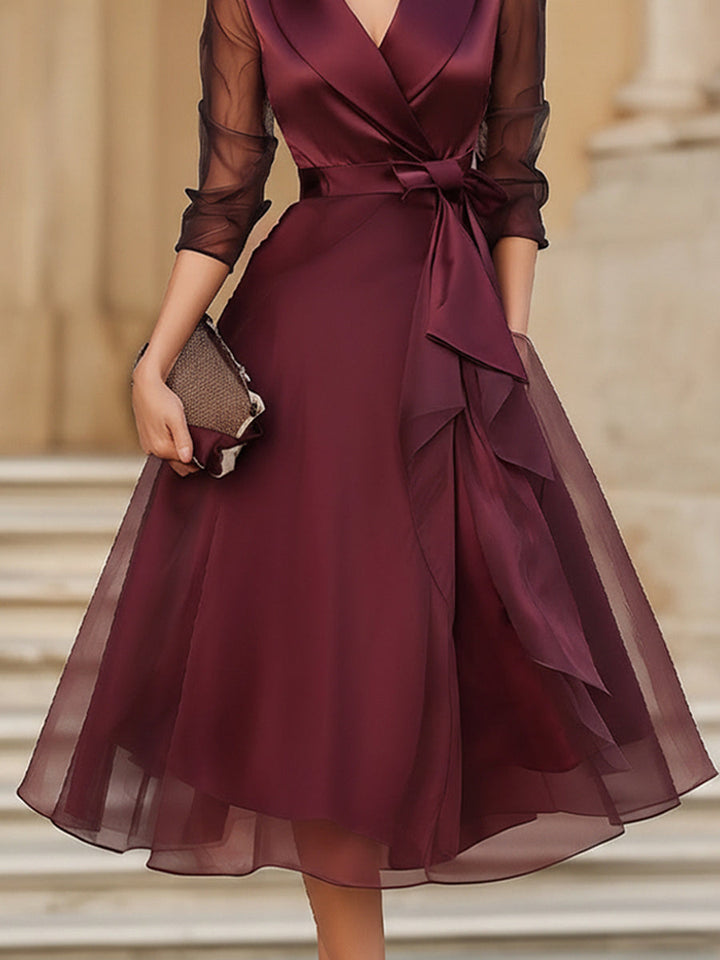 Wrap Midi Dress With Sheer Sleeves, Lily & Sam, image 5