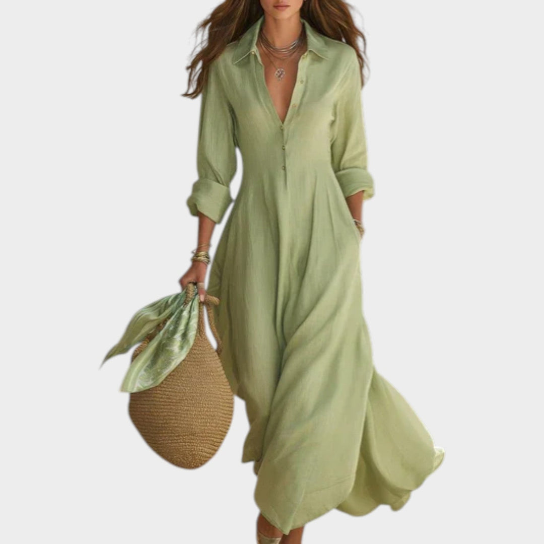 Flowy Button Front Shirt Maxi Dress, Lily & Sam, image 1