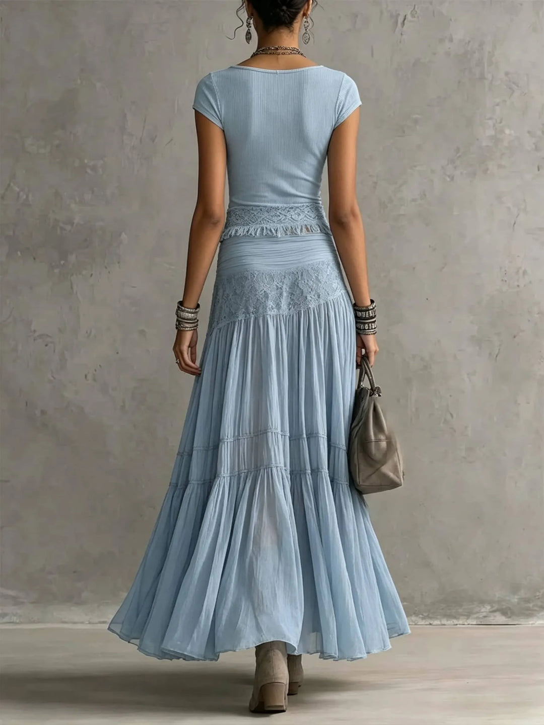 Casual Bohemian Short sleeve T shirt And Skirt Two piece Set, Lily & Sam, image 1