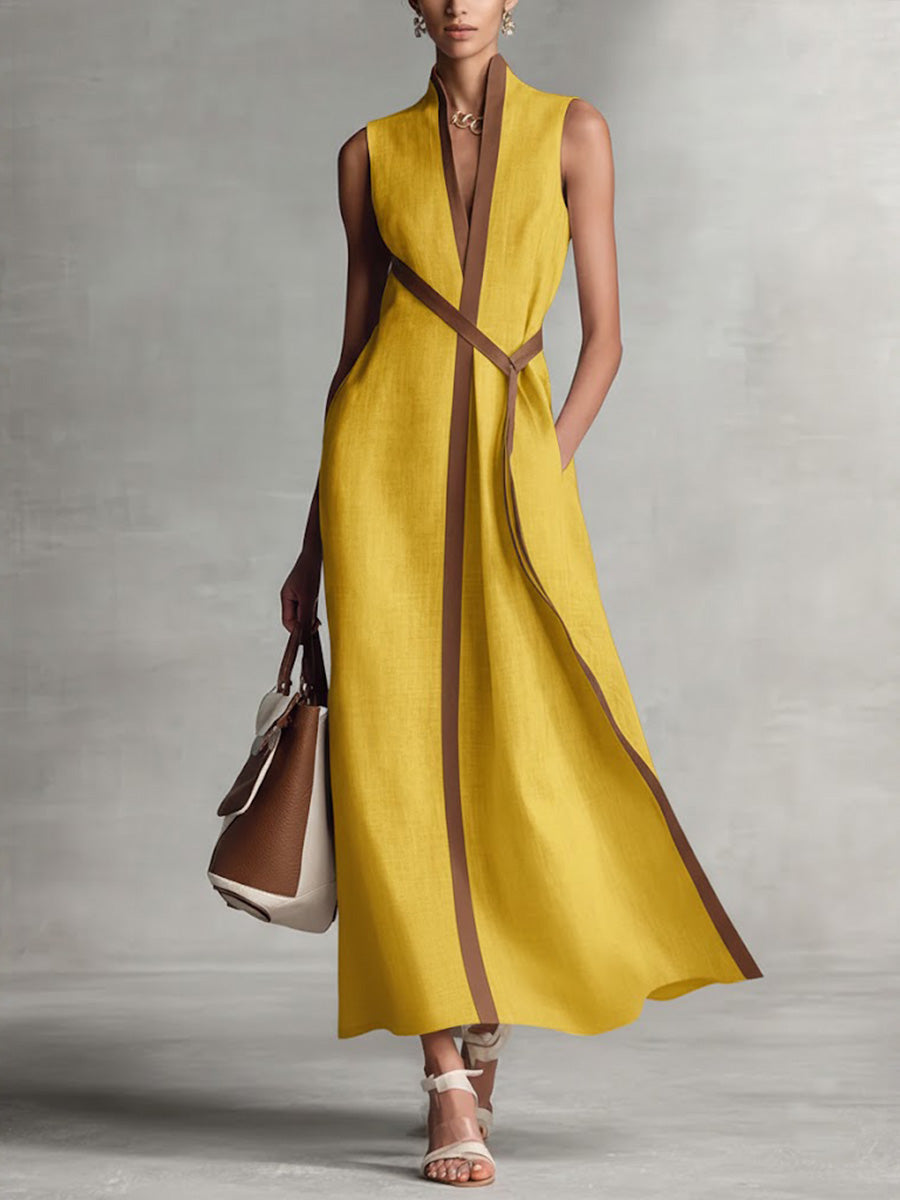 Refined Linen Blend Wrap Maxi Dress, Lily & Sam, image 4