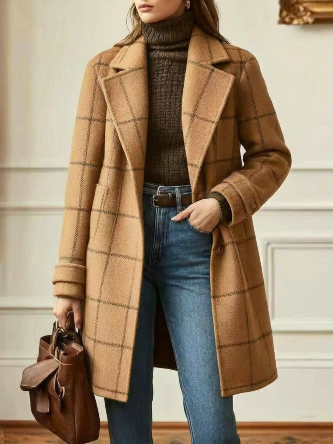 Wool Check Long Coat, Lily & Sam, image 14