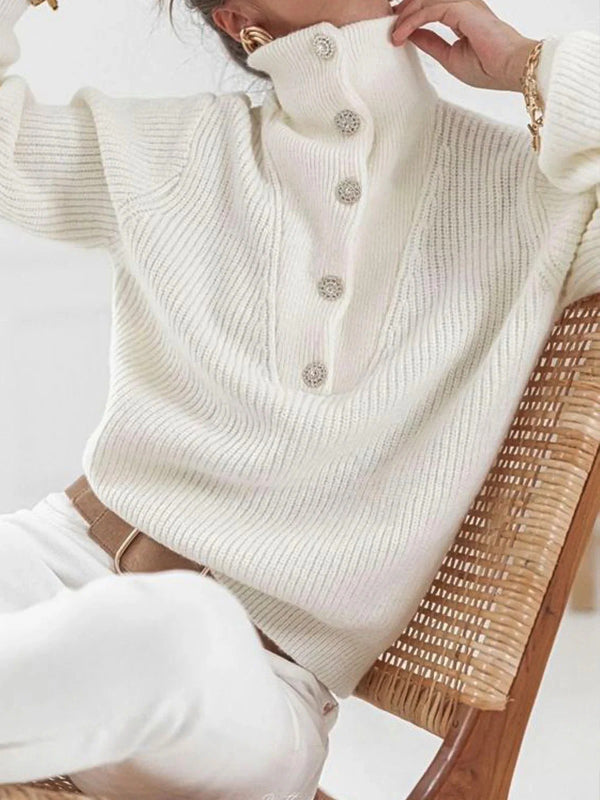 Buttoned High Neck Sweater, Lily & Sam, image 3