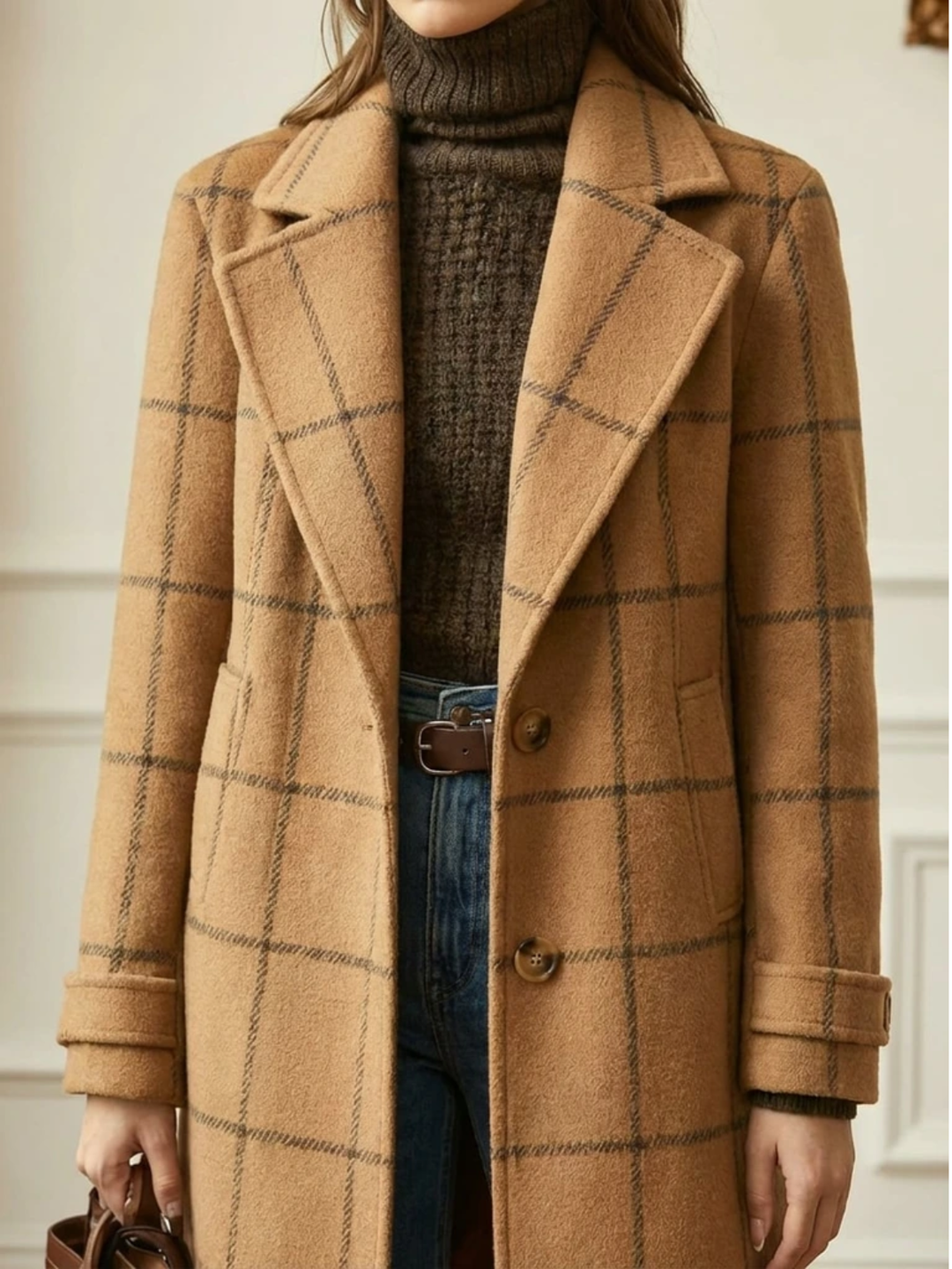 Wool Check Long Coat, Lily & Sam, image 15