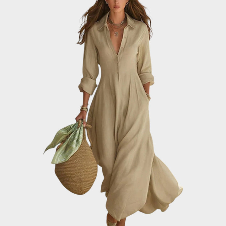 Flowy Button Front Shirt Maxi Dress, Lily & Sam, image 4