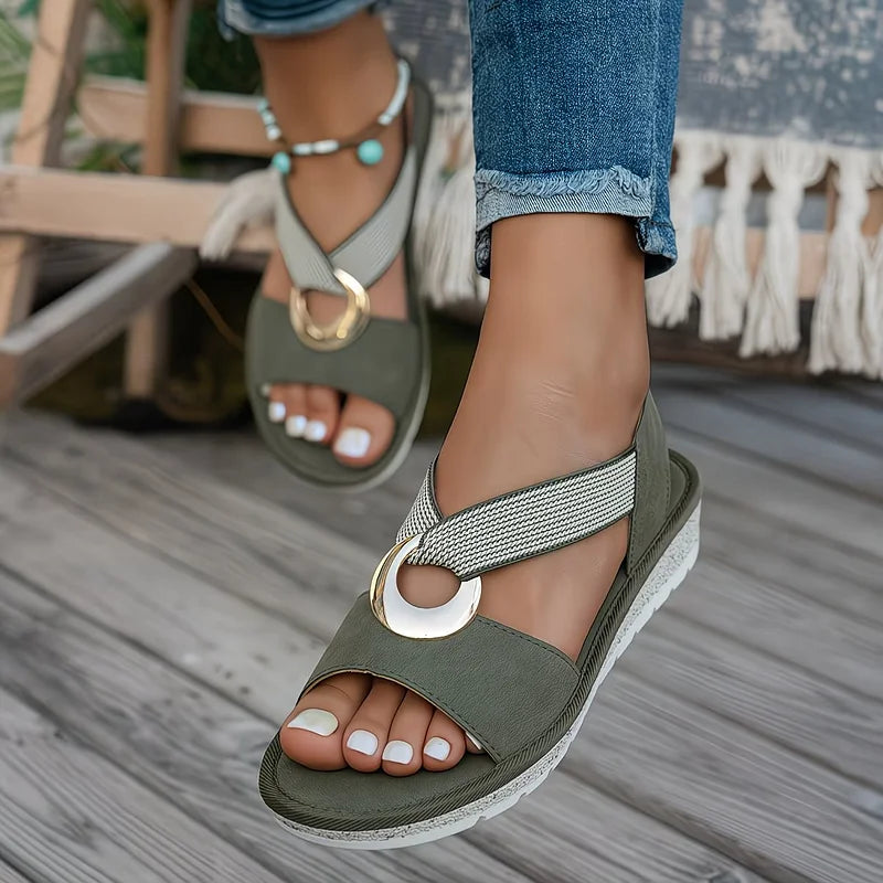 Flat Sandals With Metal Buckle, Lily & Sam, image 2