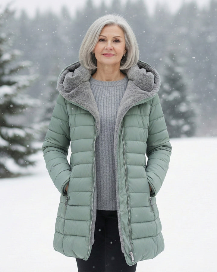 Warm Fleece Lined Puffer Coat with Flattering A Line Fit, Lily & Sam, image 3