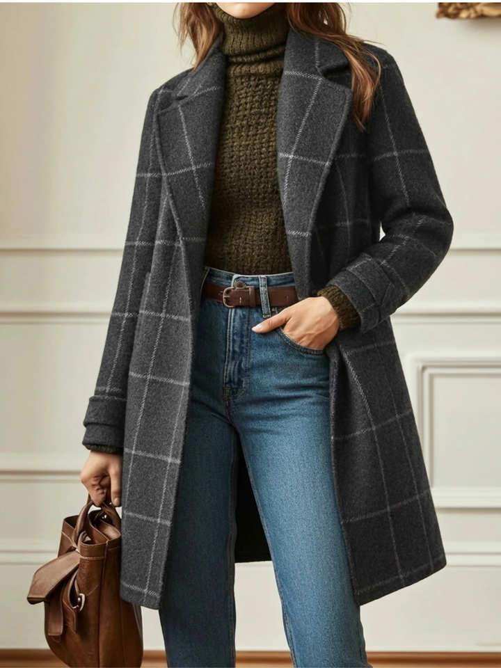 Wool Check Long Coat, Lily & Sam, image 6