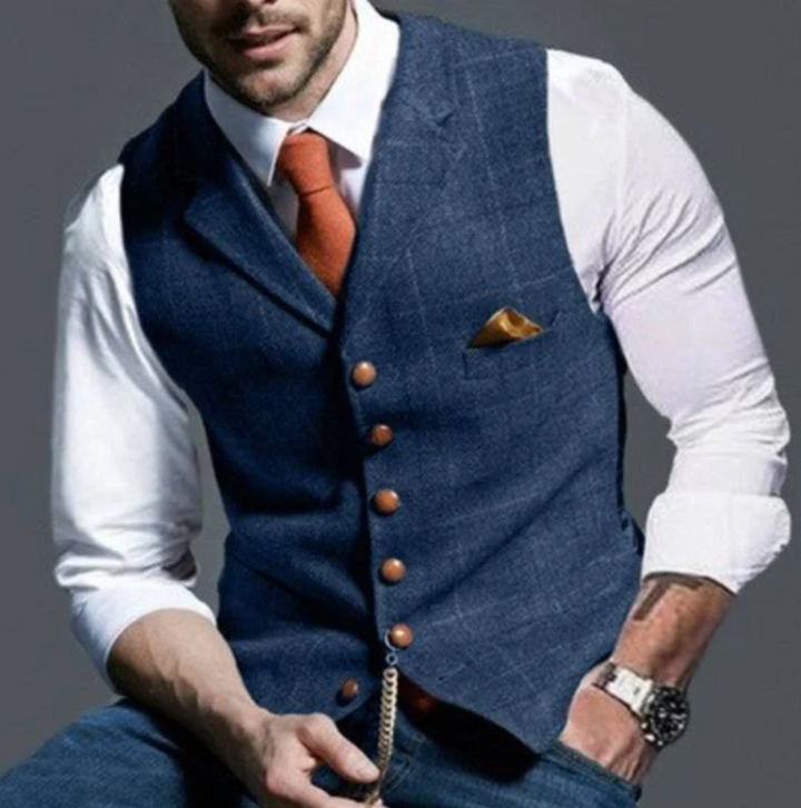Men's Shawl Collar Button-Front Waistcoat, Lily & Sam, image 1