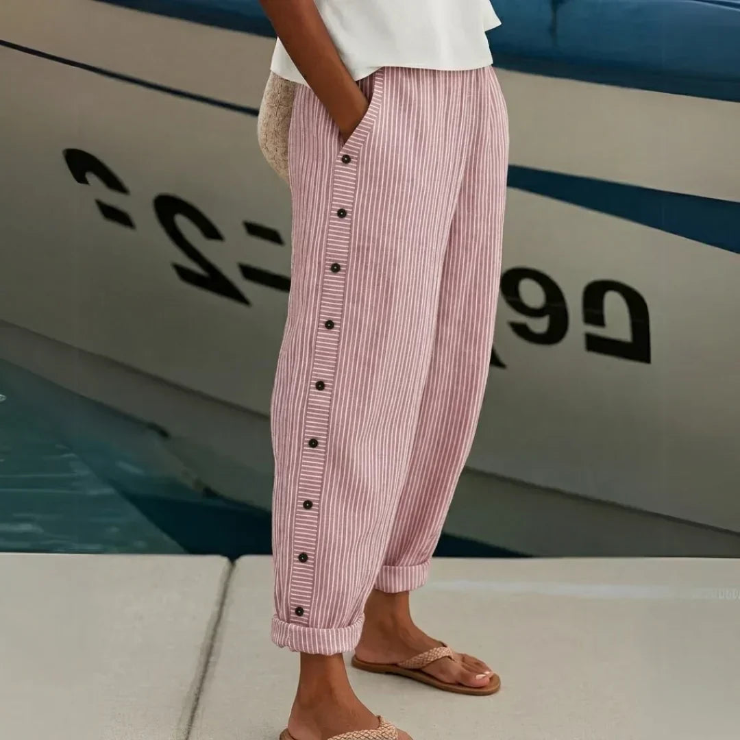 Stylish Striped Button Pants, Lily & Sam, image 4