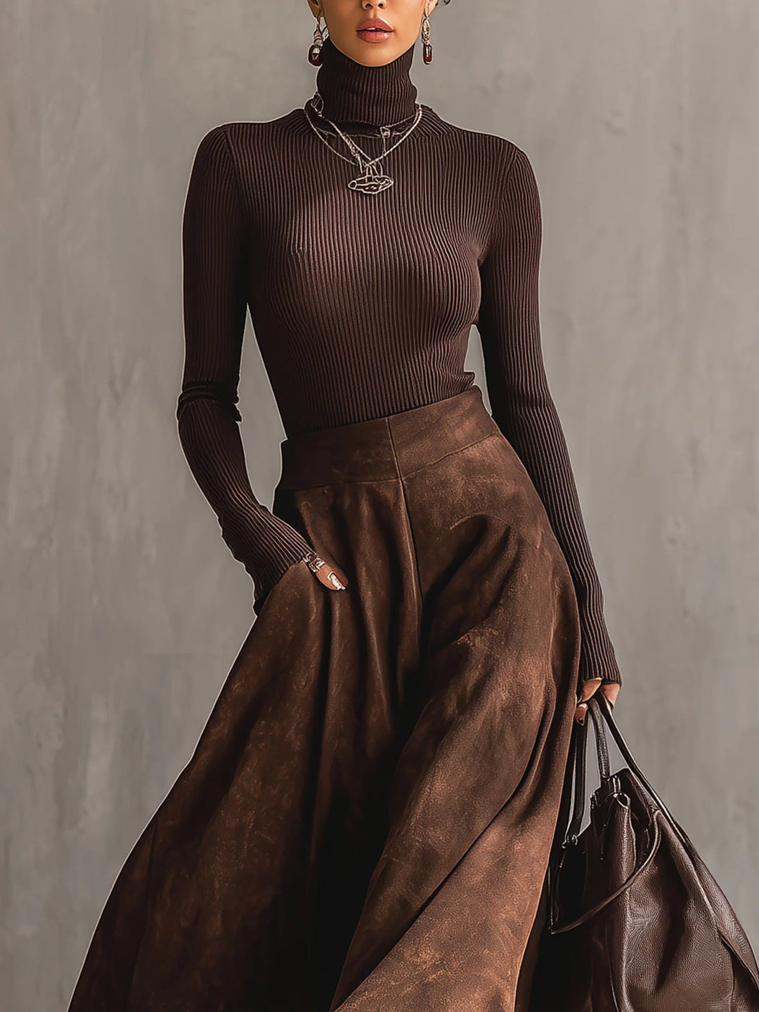 Sienna Distressed Suede Midi Skirt Set, Lily & Sam, image 2