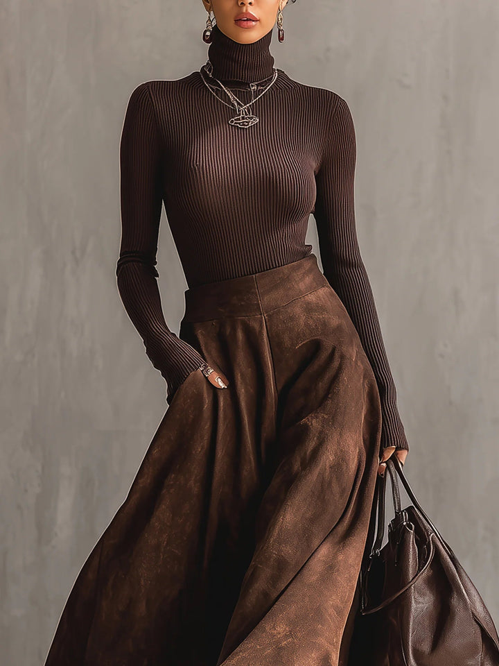 Sienna Distressed Suede Midi Skirt Set, Lily & Sam, image 2