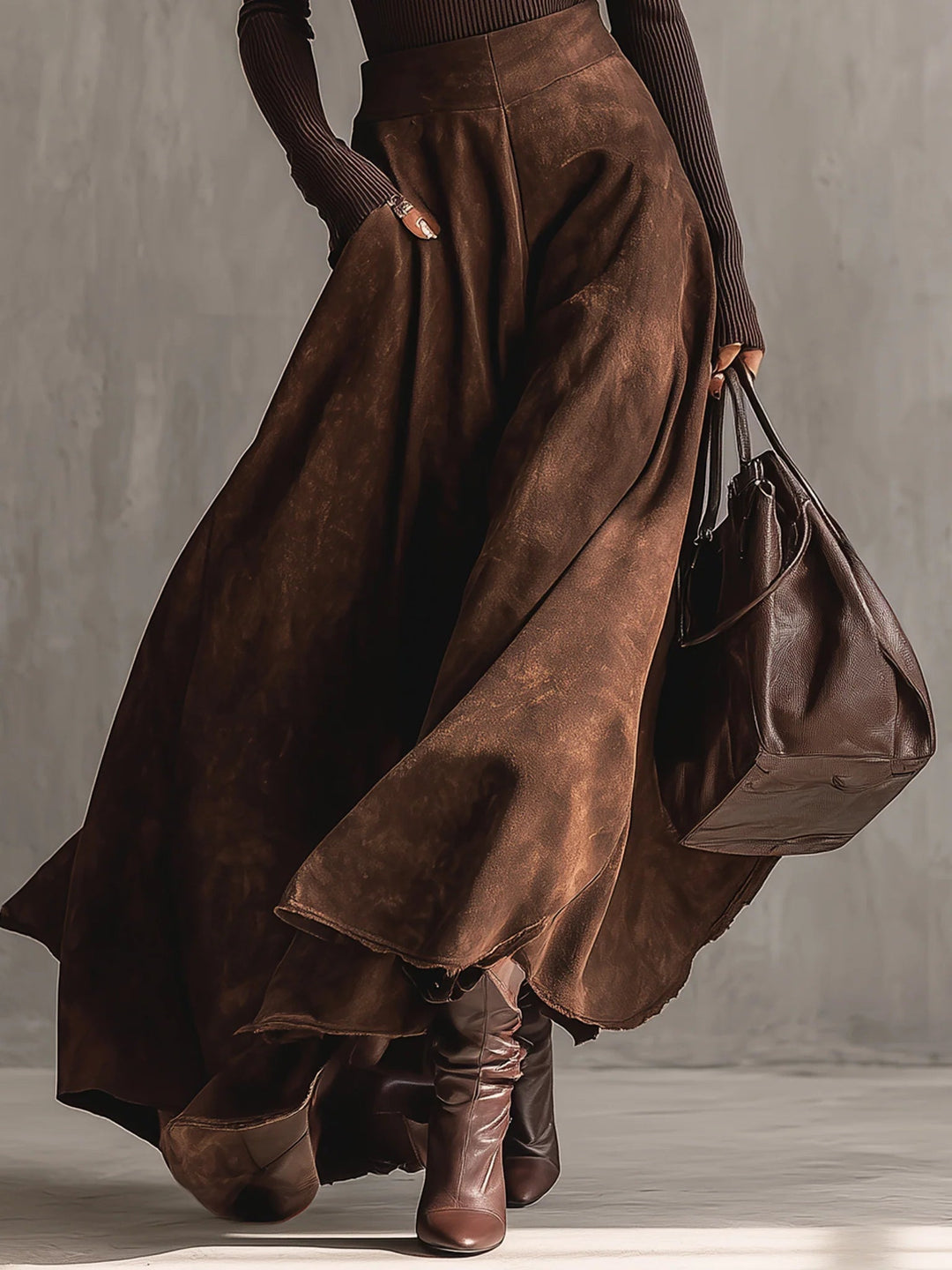 Sienna Distressed Suede Midi Skirt Set, Lily & Sam, image 3