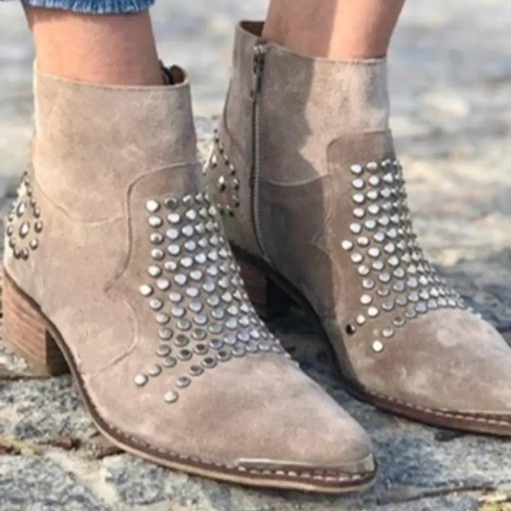 Frida | Women's Studs Pointed Toe Ankle Boot