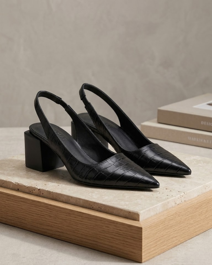 Mae Croc Effect Slingback Heels, Lily & Sam, image 4