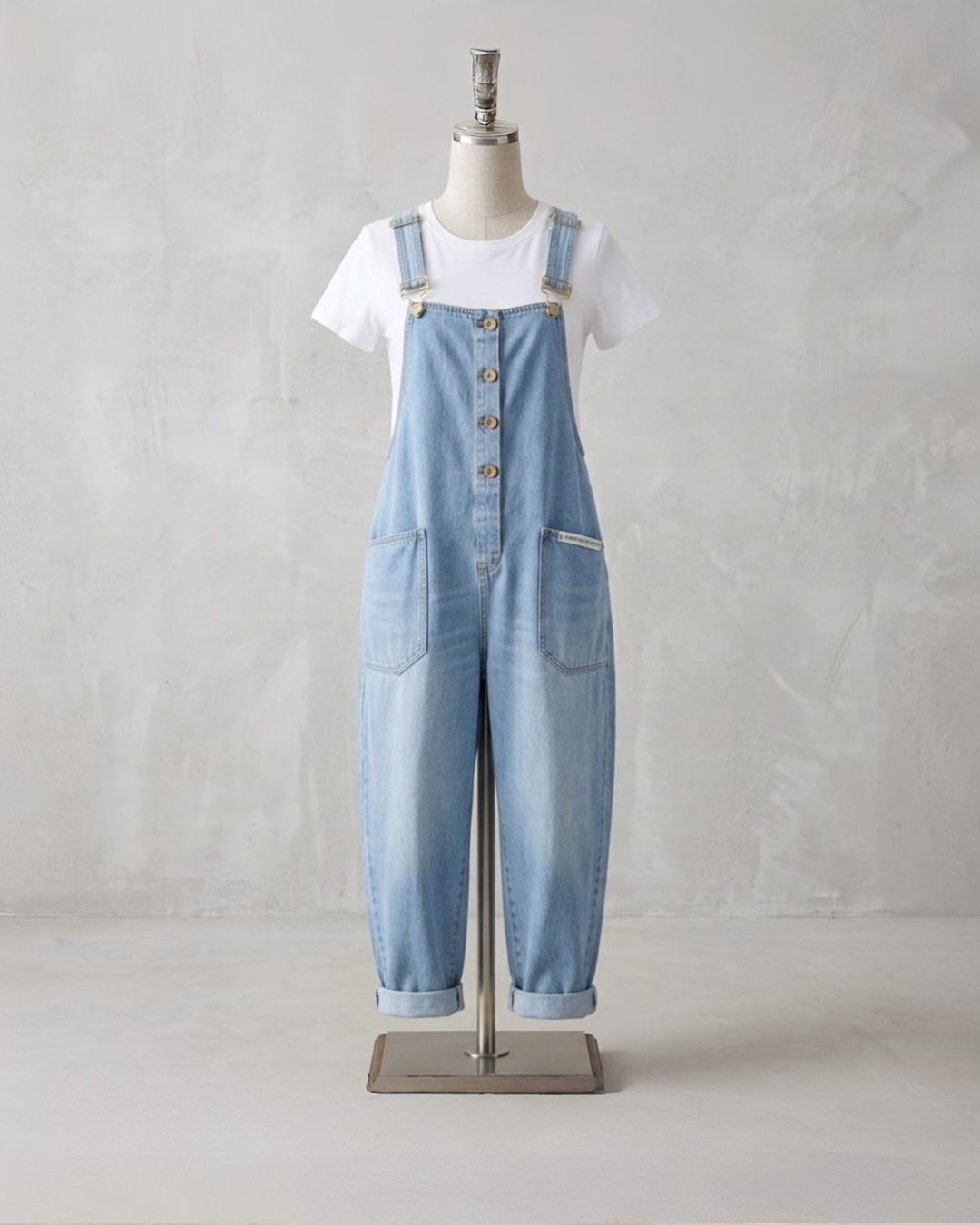 Vintage Cotton Denim Look Overalls with Adjustable straps, Lily & Sam, image 2