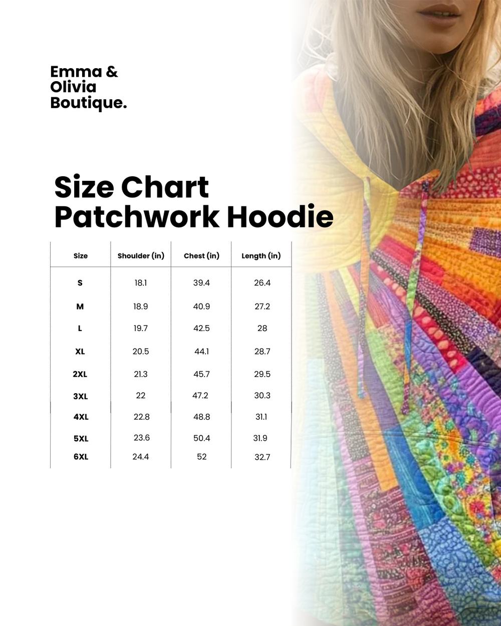 Bohemian Multicolor Patchwork Hoodie, Lily & Sam, image 2