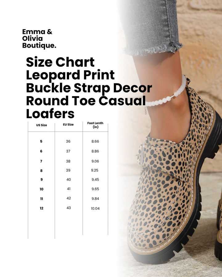 Leopard Print Buckle Strap Decor Round Toe Casual Loafers, Lily & Sam, image 4