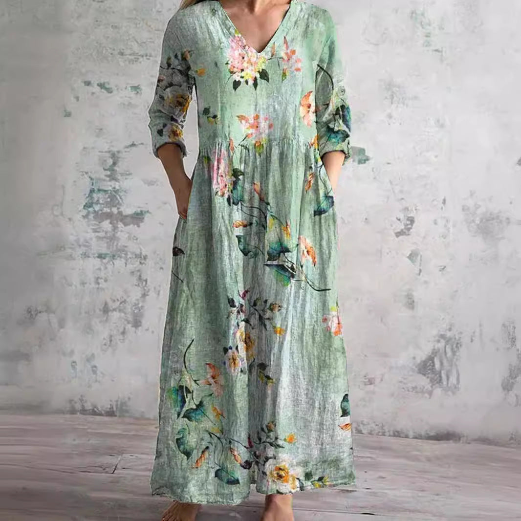 Summer Dress with V Neck and Floral Pattern, Lily & Sam, image 3