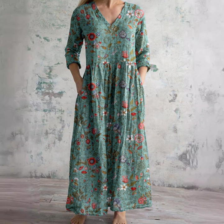 Summer Dress with V Neck and Floral Pattern, Lily & Sam, image 7
