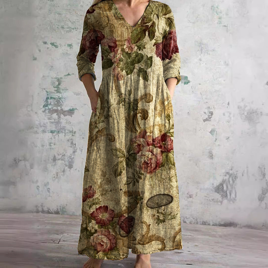 Summer Dress with V Neck and Floral Pattern, Lily & Sam, image 8