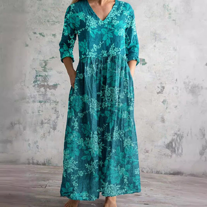 Summer Dress with V Neck and Floral Pattern, Lily & Sam, image 10