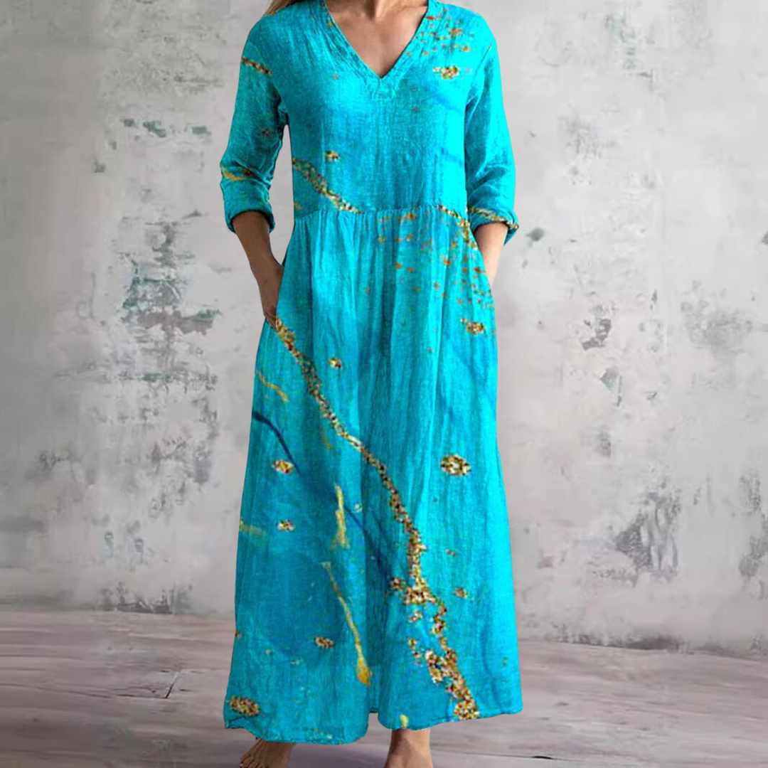 Summer Dress with V Neck and Floral Pattern, Lily & Sam, image 9