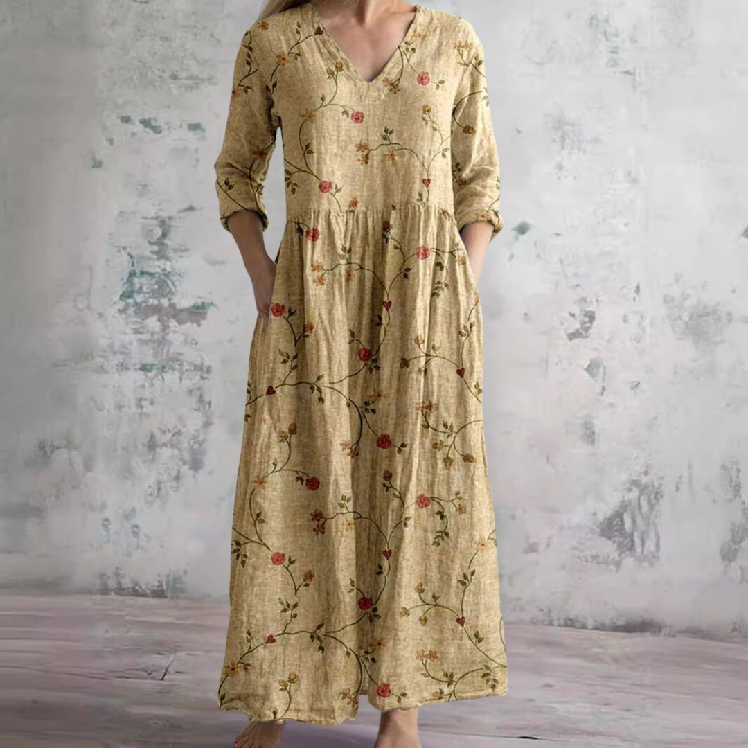 Summer Dress with V Neck and Floral Pattern, Lily & Sam, image 5