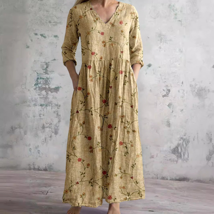 Summer Dress with V Neck and Floral Pattern, Lily & Sam, image 5