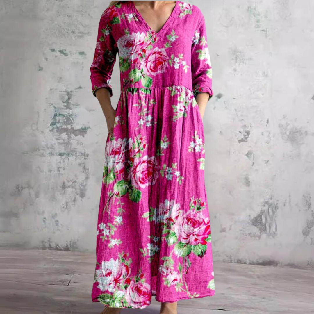 Summer Dress with V Neck and Floral Pattern, Lily & Sam, image 6