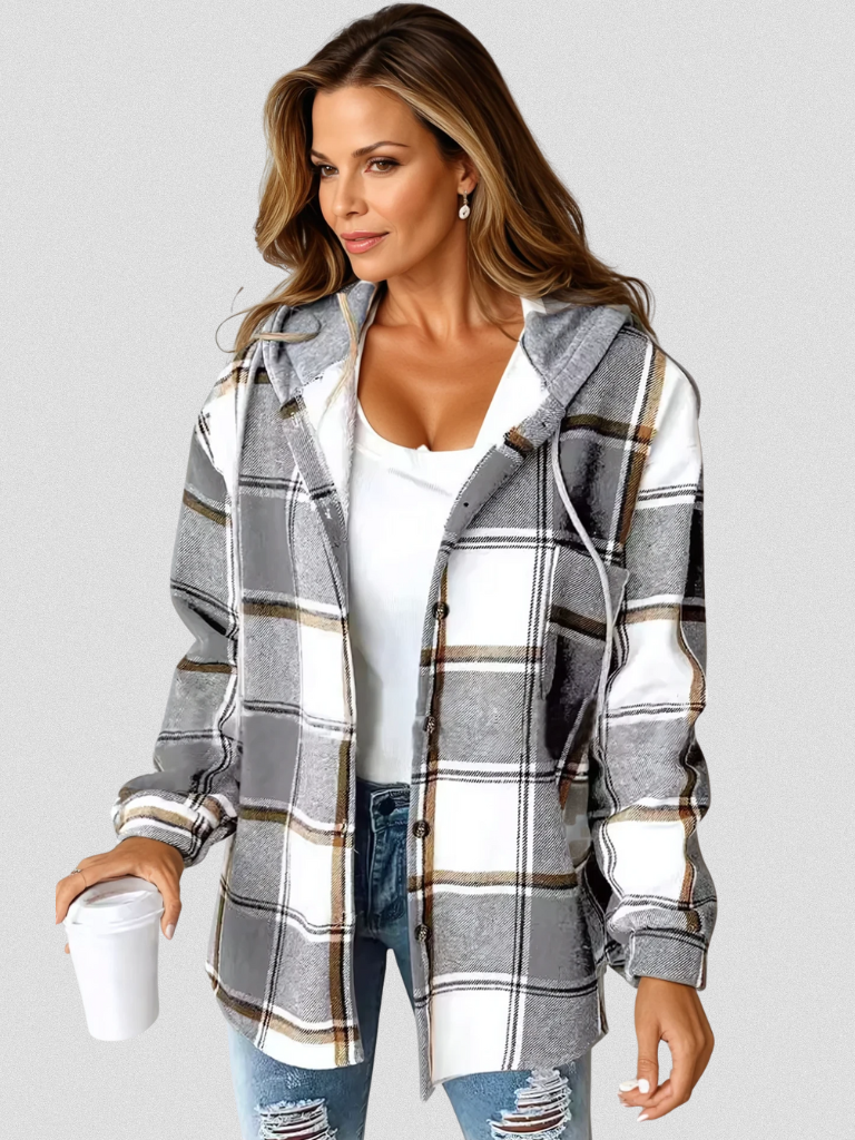 Camden Plaid Hooded Shacket, Lily & Sam, image 1