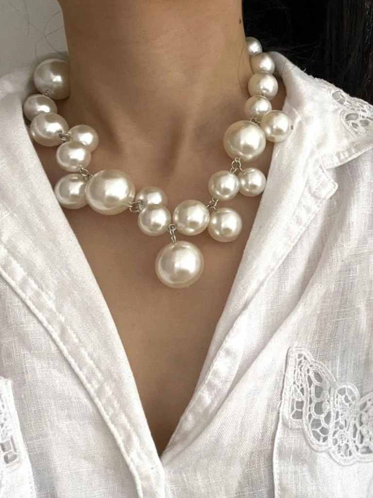 Maria Bold Pearl Necklace, Lily & Sam, image 1