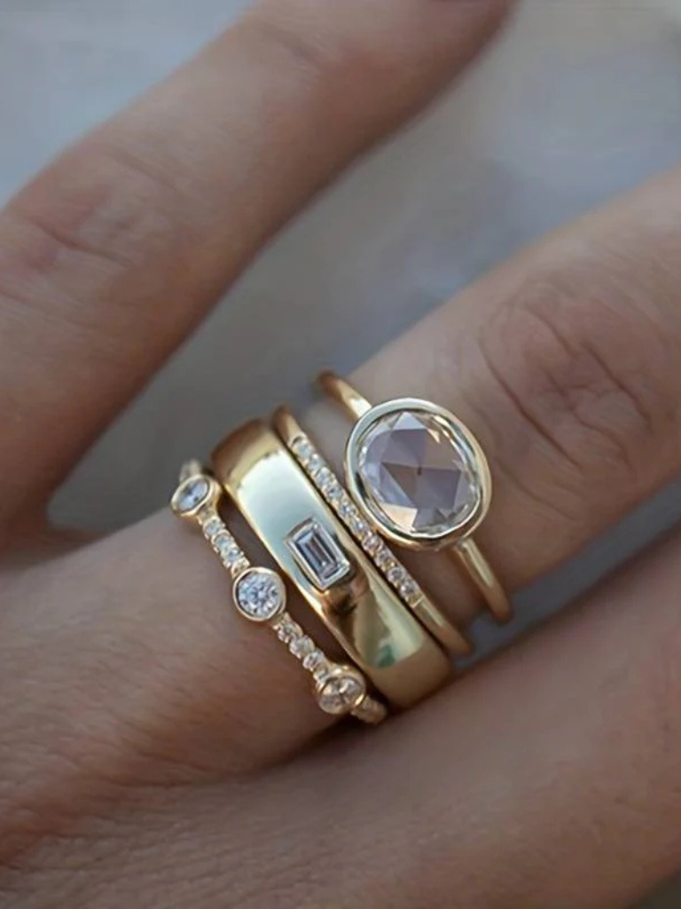 Stephanie Vintage Gold Ring Set, Lily & Sam, image 1