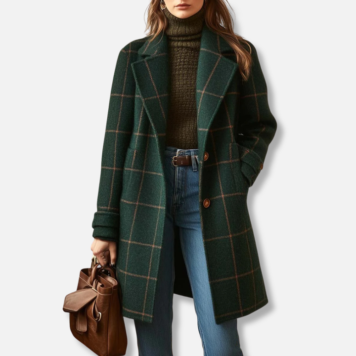 Wool Check Long Coat, Lily & Sam, image 1