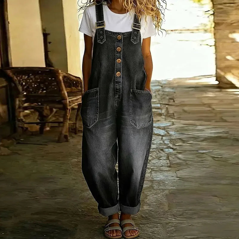 Vintage Cotton Denim Look Overalls with Adjustable straps, Lily & Sam, image 6