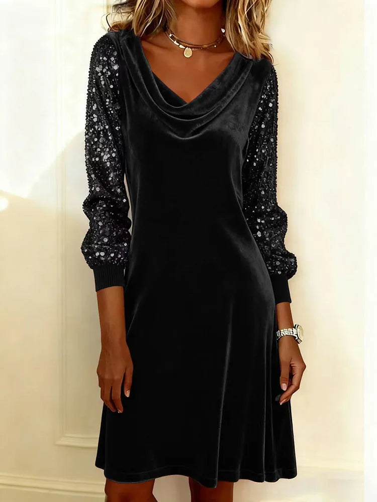 Velvet Sparkle Sleeve Dress, Lily & Sam, image 4