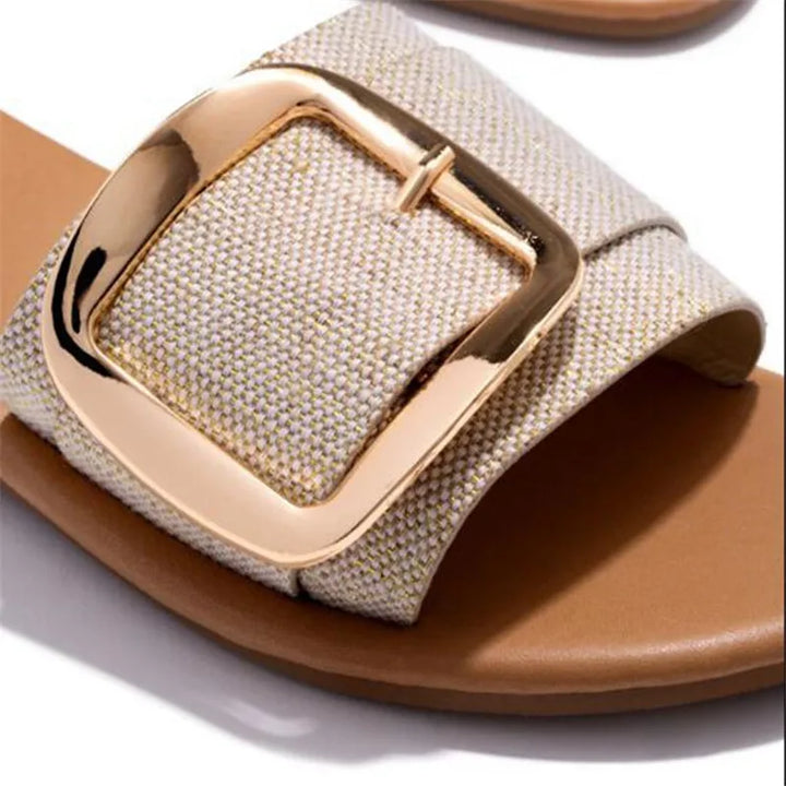 Soleil Luxe Buckle Slides, Lily & Sam, image 2
