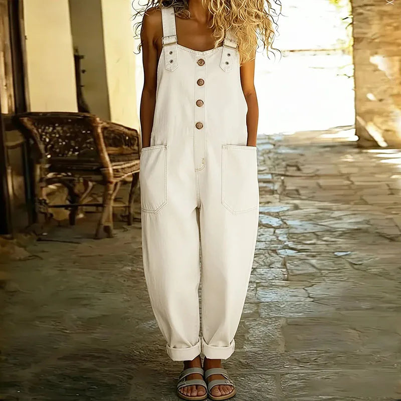 Vintage Cotton Denim Look Overalls with Adjustable straps, Lily & Sam, image 5