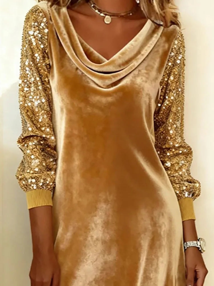 Velvet Sparkle Sleeve Dress, Lily & Sam, image 3