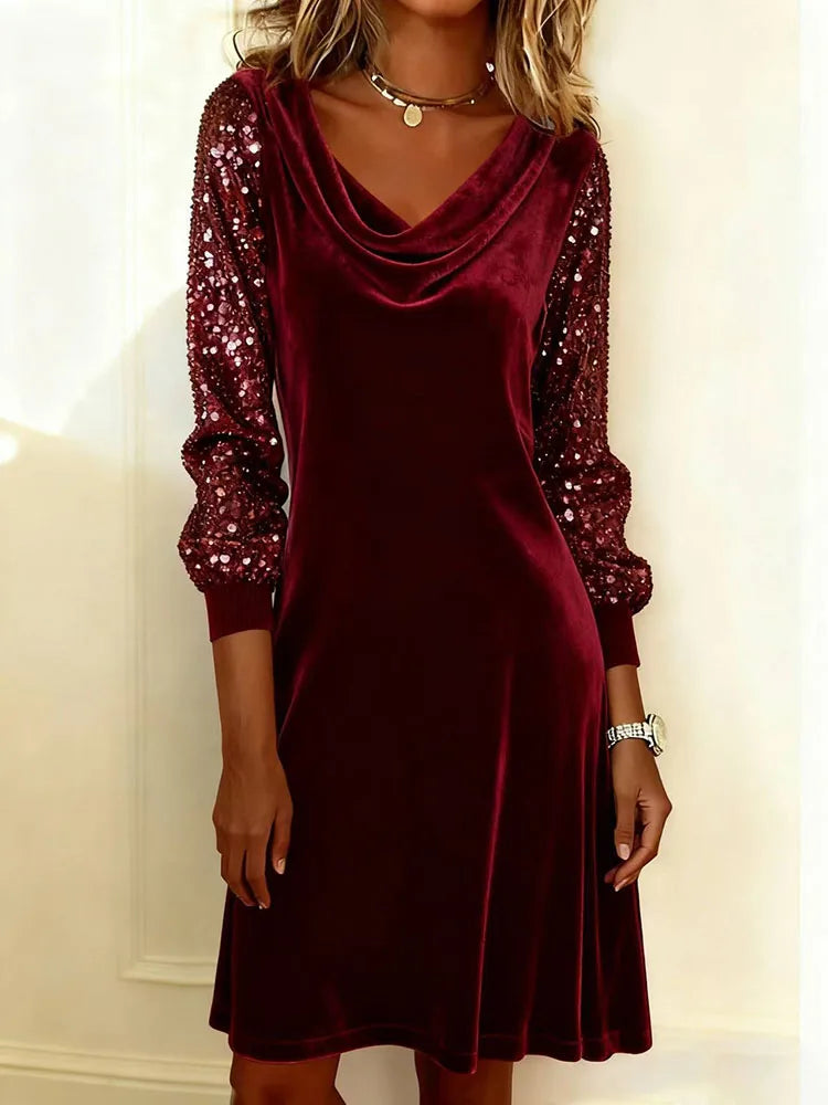 Velvet Sparkle Sleeve Dress, Lily & Sam, image 1