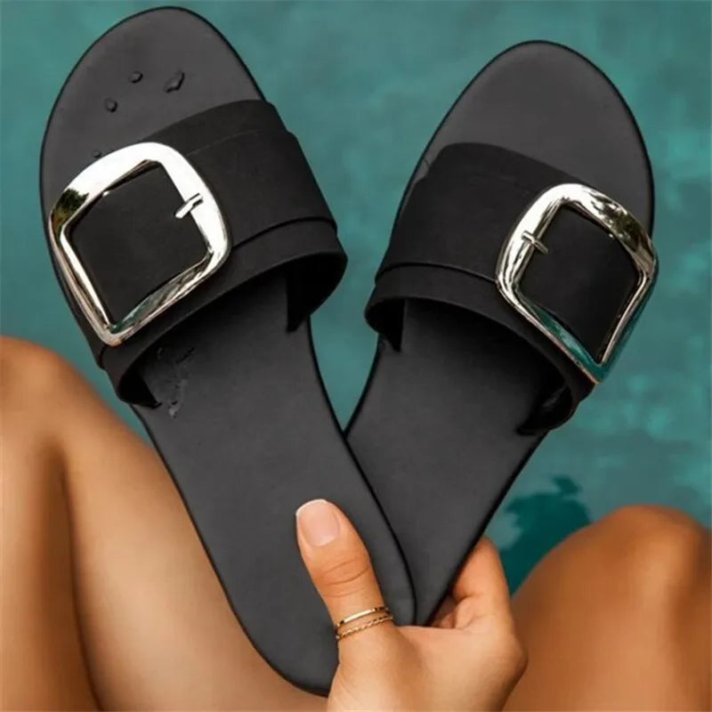 Soleil Luxe Buckle Slides, Lily & Sam, image 4