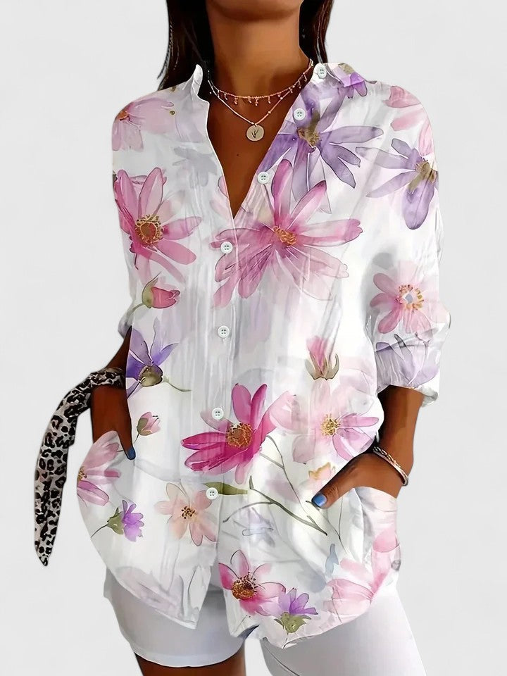 Vibrant Artistic Button Up Blouse, Lily & Sam, image 6