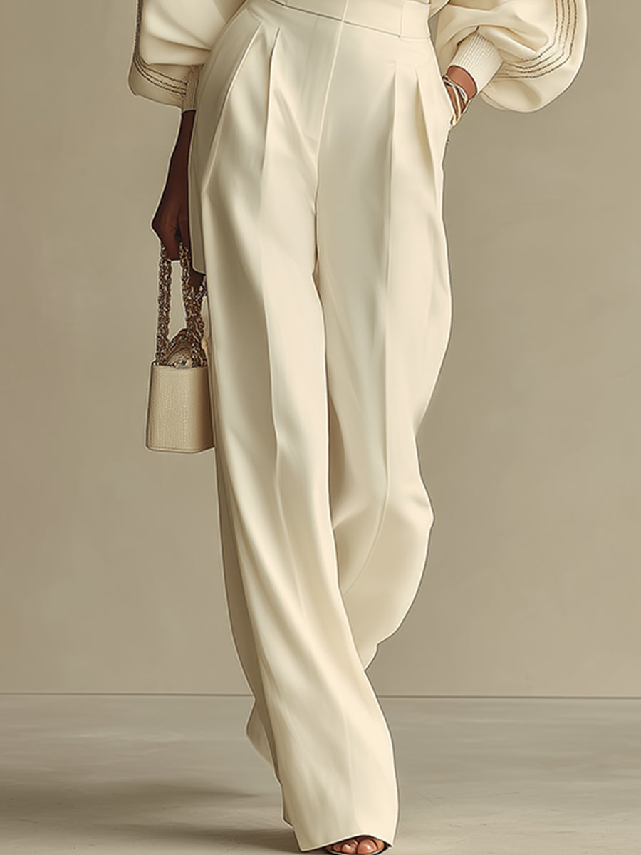 Sophie Ribbed Crew Neck Top and High waisted Wide leg Pants Suit, Lily & Sam, image 3