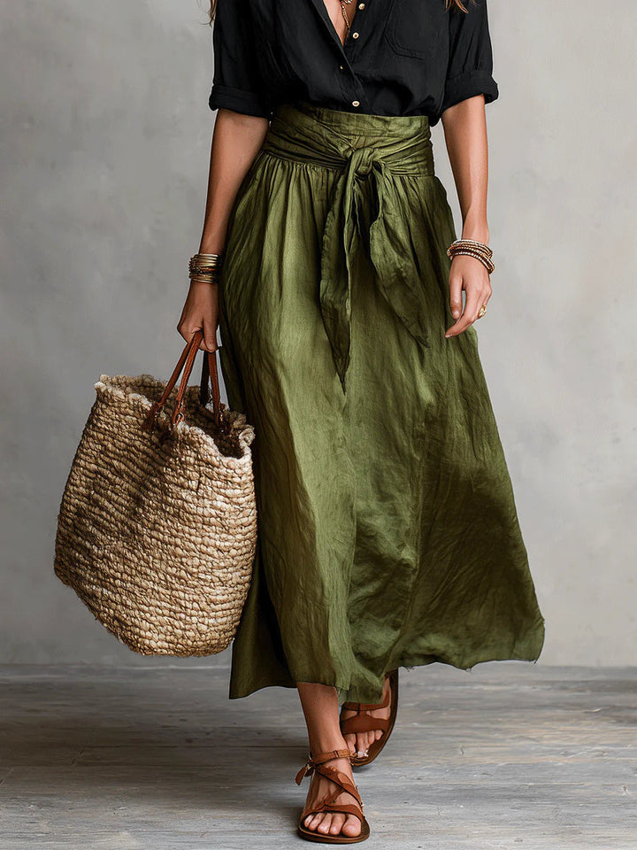 Two Piece Set: Black Top and Olive Green Midi Skirt, Lily & Sam, image 5
