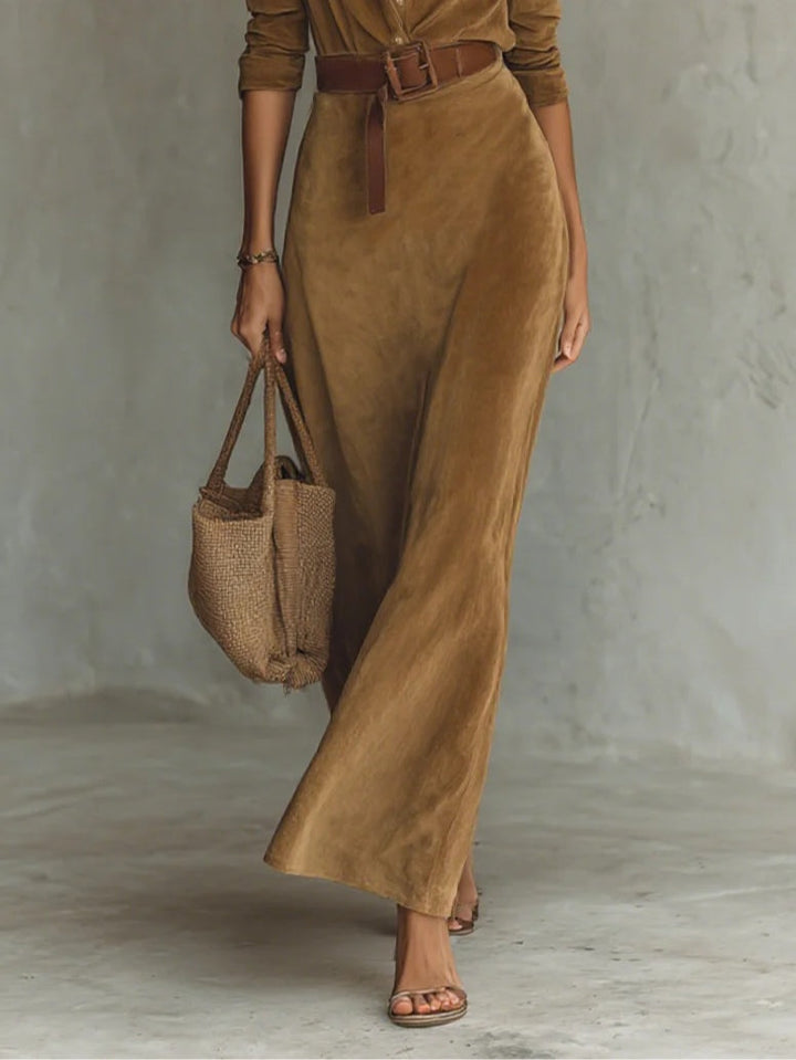Chic Suede Maxi Gown, Lily & Sam, image 3