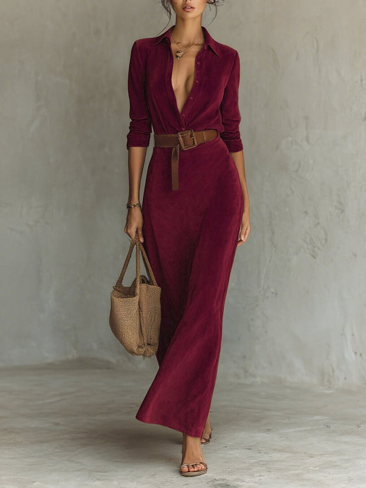 Chic Suede Maxi Gown, Lily & Sam, image 7