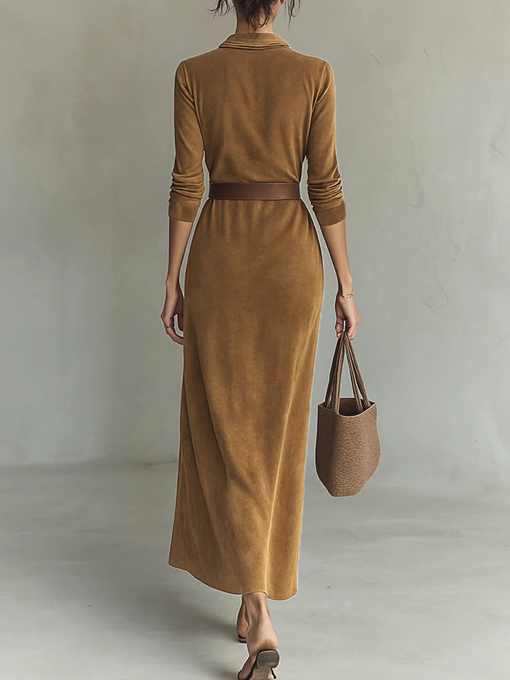 Chic Suede Maxi Gown, Lily & Sam, image 4