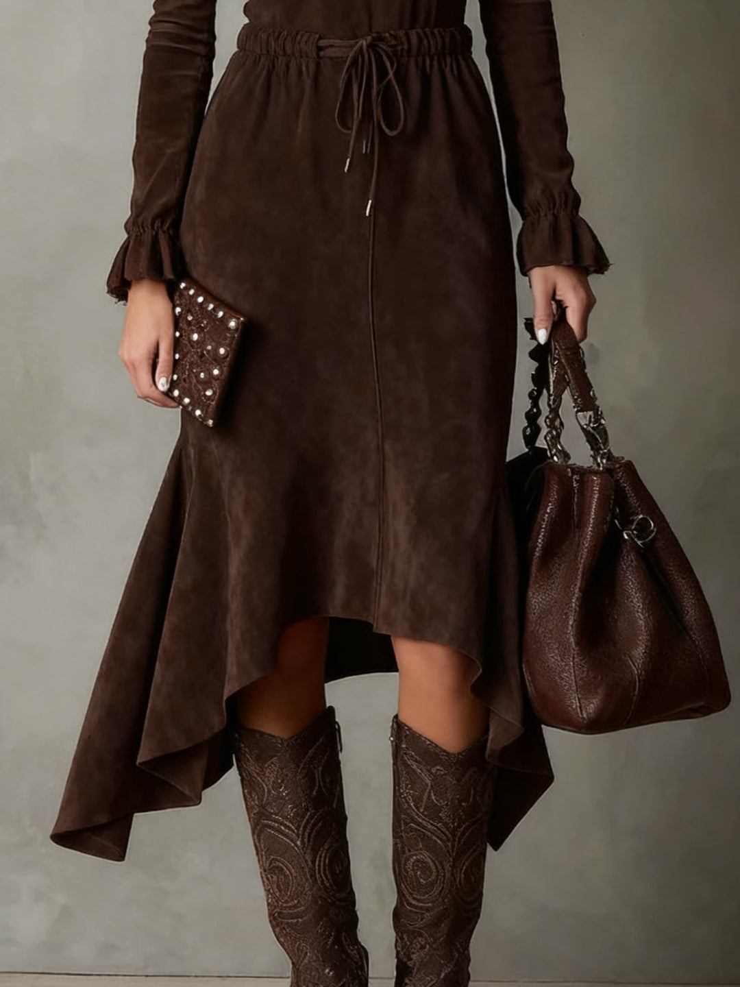 Suede Midi Dress with Tie Waist, Lily & Sam, image 3