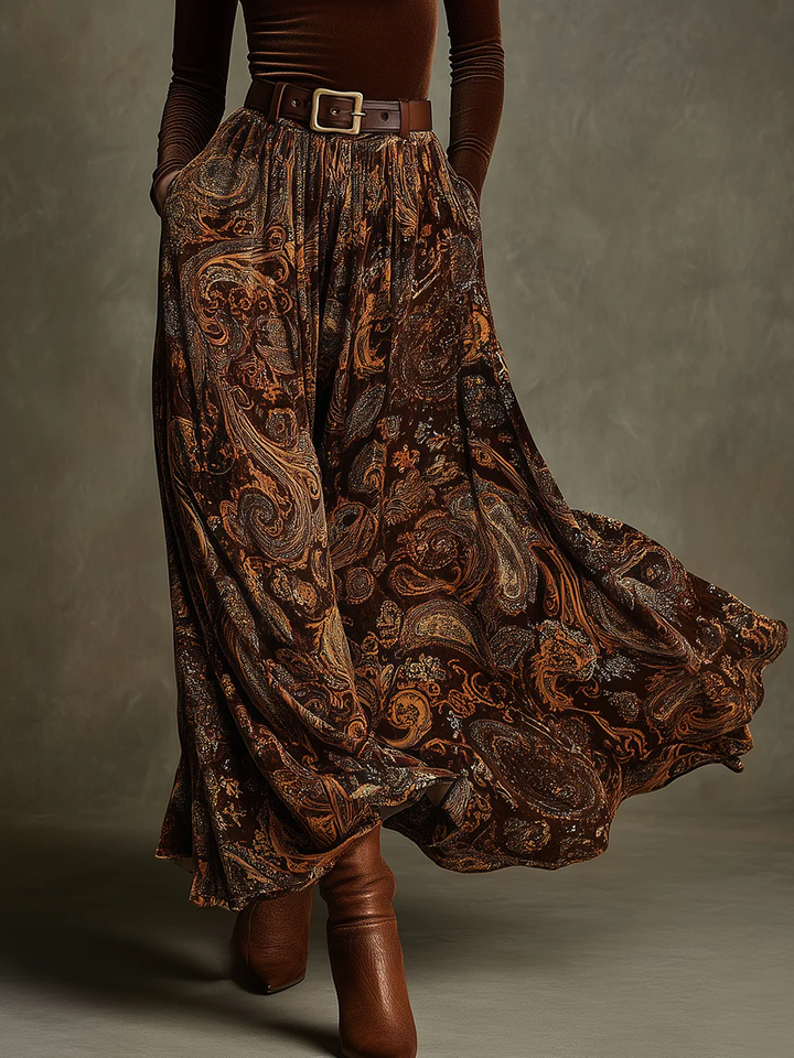 Everly Velvet Top and Paisley Maxi Skirt Set, Lily & Sam, image 5