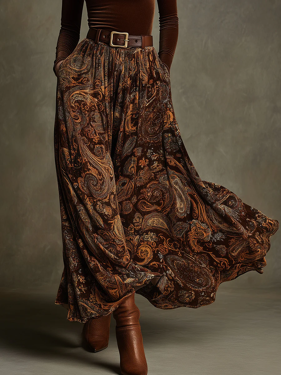 Gianna Velvet Top and Paisley Maxi Skirt Set, Lily & Sam, image 5